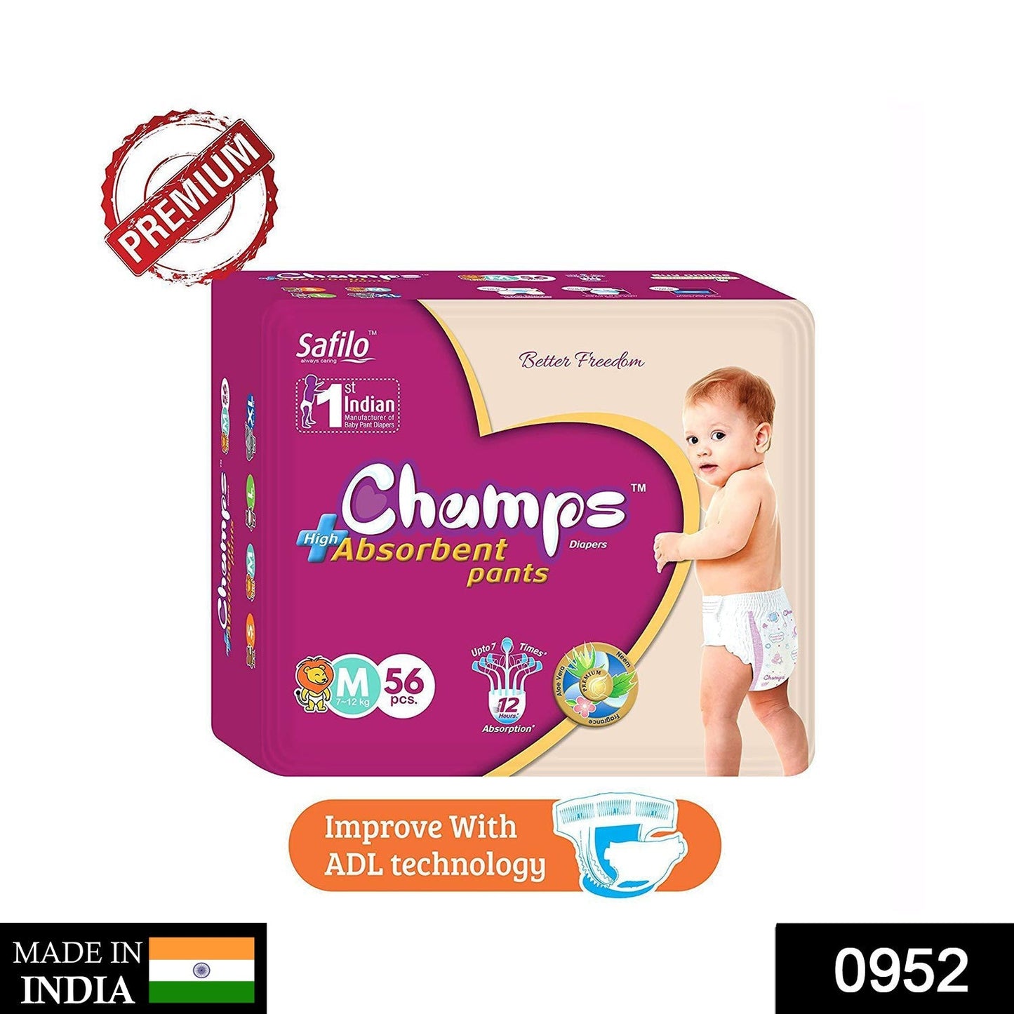 Premium Champs High Absorbent Pant Style Diaper Small, Medium and Large Size Diaper