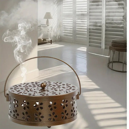 Decorative Mosquito Coil Holder Mosquito Coil Container, Incense Holder Safe Burning Coil Tray for Home Patio Pool Side Outdoor, Metal Tray 