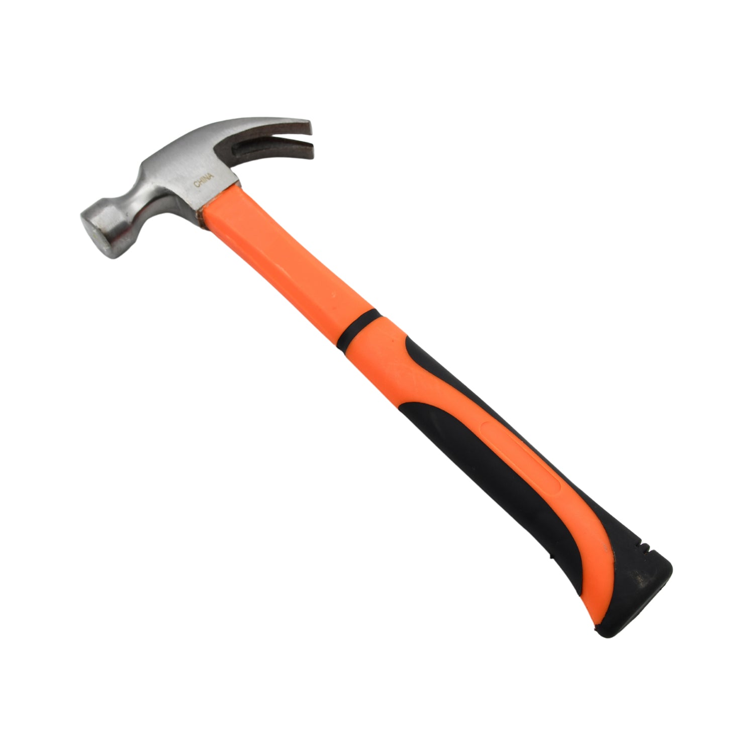 Fiberglass handle hammer for heavy-duty use.