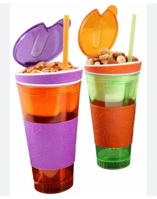 2 in 1 Snack and Drink Cup Multi-Purpose Travel Cup Snackeez for Kids Sipper for Children Stylish and Attractive Return Gifts for Kids Birthday Glass  CZ_339