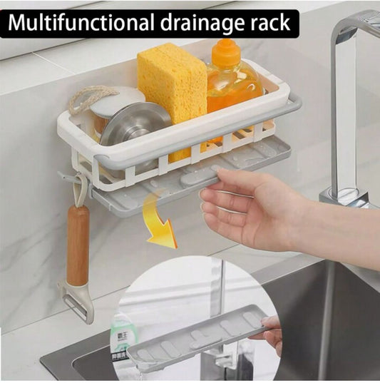 Plastic Wall Shelves,Multipurpose Wall Holder For Kitchen/Bathroom Shelf Organizer With Towel Holder, Hook, Storage Rack&Drain Tray - Without Drill No Fitting Men Required CZ_364