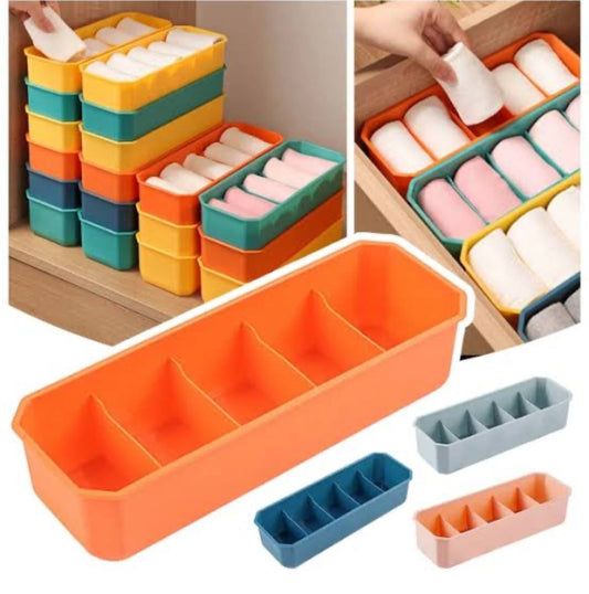 Plastic Multipurpose Drawer Organizer , Multi Color - Set of 4 (L - 26.5 x W - 8.5 x H - 6.5 cm ) CZ_376