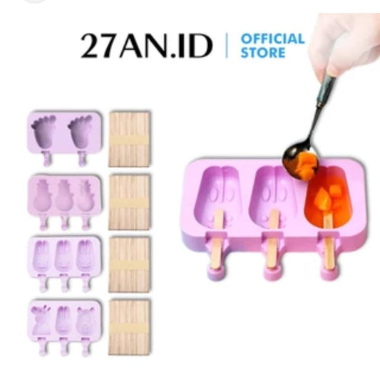 3D Ice Cream Maker Silicone DIY Lollypop Popsicle Mold Tray