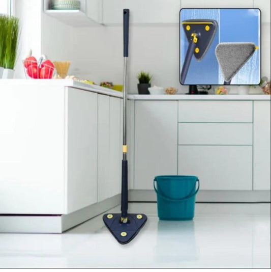360° Rotatable Adjustable Triangle Multifunctional Cleaning Mop Triangle Mop with Stainless Steel Long Handle Push-Pull Squeezing Cleaning Mop Dry & Wet Mop for Floor Windows Ceiling